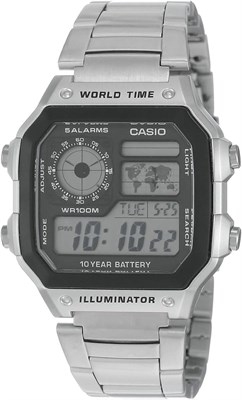 Мужские часы Casio — AE-1200WHD-1AVDF, черный циферблат, серебристый ремешок 1000006953 - фото 527696