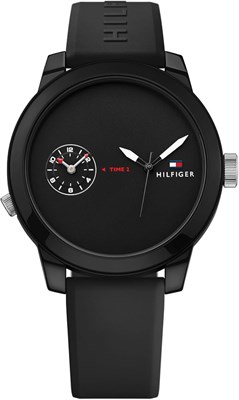 Мужские часы Tommy Hilfiger с черным циферблатом и черным силиконовым ремешком - 1791326 1000006959 - фото 527721