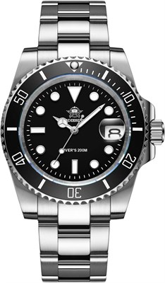 Мужские кварцевые часы для дайвинга ADDIESDIVE Diver 200M со стальным ремешком, светящимся разноцветным циферблатом, черным, синим и зеленым цветом 1000006987 - фото 527833