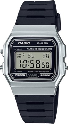 Часы Casio Unisex F-91WM-7ADF с серым циферблатом и чёрным ремешком 1000007012 - фото 527931