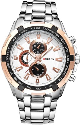 CURREN Watches Men, спортивные водонепроницаемые кварцевые наручные часы из нержавеющей стали для мужчин и мальчиков, 6 часов, кварцевый механизм 1000007081 - фото 528222
