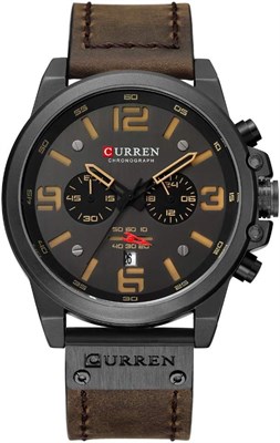 Luxus-Marke Herren Milit?r Stoppuhr Wasserdicht Leder Хронограф Armbanduhr Herren Mode Quarz Armbanduhr 1000007096 - фото 528290