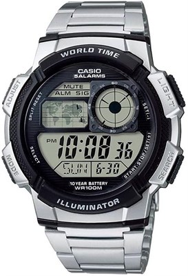 Серия Casio AE1000W | Мужские цифровые часы | Водонепроницаемость 100 м | Несколько будильников | Секундомер на 100 сек | Таймер обратного отсчёта | Карта мира для мирового времени | Светодиодная подсветка | Аналоговый ЖК-дисплей | Батарея на 10 лет 1000007132 - фото 528450