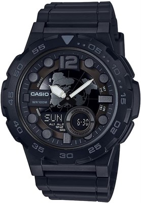 Мужские кварцевые часы Casio с аналого-цифровым дисплеем и ремешком из смолы AEQ-100W-1AVEF 1000007171 - фото 528620
