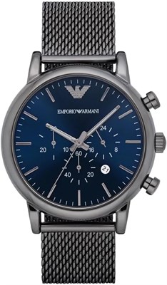 Мужские аналоговые часы Emporio Armani из нержавеющей стали с синим циферблатом — Ar1979, черный 1000007206 - фото 528776