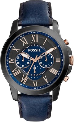 Часы Fossil Grant Chronograph Navy Leather, FS5061IE 1000007225 - фото 528856