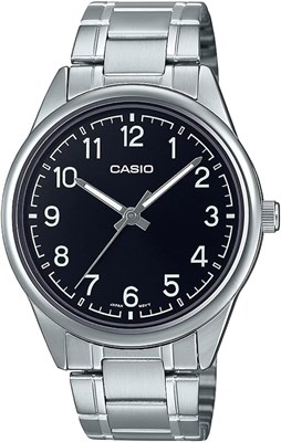 Мужские часы Casio MTP-V005D-1B4UDF с чёрным циферблатом и серебристым ремешком 1000007284 - фото 529115