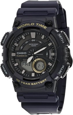 Мужские часы Casio - AEQ-110W-2AVDF, черный циферблат, синий ремешок 1000007299 - фото 529180