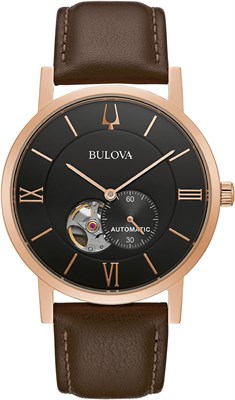 Мужские классические наручные часы Bulova с тремя стрелками, 21 камнем, автоматическим механизмом, запасом хода 42 часа, функцией остановки, дополнительной секундной стрелкой, циферблатом с открытым циферблатом, прозрачной задней крышкой, 42 мм 1000007311 - фото 529232