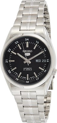 Мужские часы Seiko с черным циферблатом и браслетом из нержавеющей стали 1000007317 - фото 529261