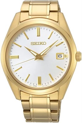 Аналоговые часы Seiko New Link Gold Tone для мужчин - Sur314P1, белые 1000007319 - фото 529270