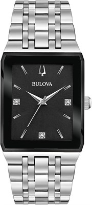 Мужские современные кварцевые часы Bulova Quadra из нержавеющей стали с тремя стрелками и бриллиантовым циферблатом 1000007382 - фото 529543