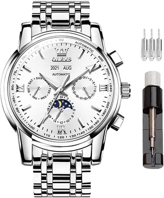 ОЛЕВС Монтре хронограф? Quartz pour Homme, Браслет en Cuir, bo?tier dor? avec Date du Jour, Montre браслет en Acier Inoxydable, Montre Lumineuse pour Homme, Tendance, 1000007383 - фото 529548