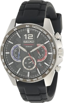 Мужские кварцевые часы Seiko, аналоговый дисплей и резиновый ремешок, SSB347P1, серебристый, один размер 1000007390 - фото 529576