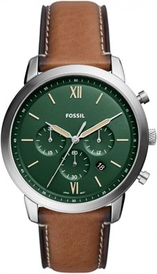 Мужские часы Fossil FS5963 Neutra Chronograph Tan Eco Leather, серебристые, размер 21 мм, коричневые 1000007402 - фото 529629
