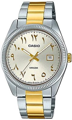 Аналоговые часы CASIO для мужчин с двухцветным браслетом из нержавеющей стали – серебро и золото, браслет 1000007416 - фото 529686