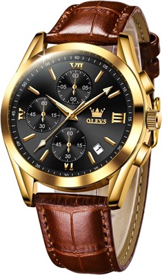 OLEVS Couple Automatic Watch, набор парных романтических наручных часов для мужчин и женщин, водонепроницаемые, с календарем, золотисто-черные, хронограф, кварцевый механизм 1000007508 - фото 530064