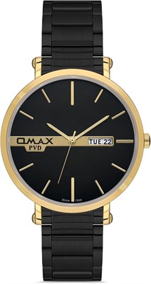 Оригинальные мужские часы Omax с черным ремешком из нержавеющей стали, золотого цвета, 41 мм, круглые аналоговые наручные часы с датой и временем, 100% водонепроницаемые, для деловой и повседневной одежды, подарки, сделано в Японии, гарантия 1 год 1000007628 - фото 530572
