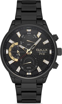 Оригинальные мужские часы Omax, серебристые, полностью черные, с ремешком из нержавеющей стали, 42 мм, круглые, аналоговые, хронограф, наручные часы для мужчин, 100% водонепроницаемые, для деловой и повседневной одежды, подарки, сделано в Японии, гарантия 1000007650 - фото 530666