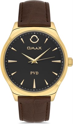Оригинальные часы Omax для мужчин, коричневый ремешок из натуральной кожи, 41 мм, золотые, черные, аналоговые наручные часы для мужчин, 100% водонепроницаемые, для деловой и повседневной одежды, подарки, сделано в Японии, гарантия 1 год 1000007672 - фото 530742