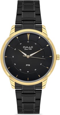Оригинальные мужские часы Omax с черным ремешком из нержавеющей стали, 41 мм, золотые, круглые, аналоговые наручные часы для мужчин, 100% водонепроницаемые, для деловой и повседневной одежды, подарки, сделано в Японии, гарантия 1 год 1000007675 - фото 530751