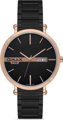Оригинальные мужские часы Omax с черным ремешком из нержавеющей стали, розовым золотом, 41 мм, круглыми аналоговыми наручными часами с указанием даты и времени, 100% водонепроницаемые, для деловой и повседневной носки, подарки, сделано в Японии, гарантия  1000007676 - фото 530754