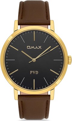 Оригинальные часы Omax для мужчин, коричневый ремешок из натуральной кожи, 41 мм, золотые, черные, круглые, аналоговые наручные часы для мужчин, 100% водонепроницаемые, для деловой повседневной одежды, подарок, сделано в Японии, гарантия 1 год 1000007681 - фото 530769