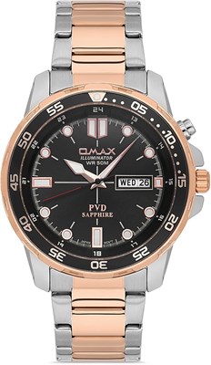 Оригинальные мужские часы Omax из розового золота и серебра с ремешком из нержавеющей стали 41 мм, с указанием даты и времени, черные, круглые, аналоговые, наручные часы, 100% водонепроницаемые, для деловой и повседневной носки, подарки, сделано в Японии, 1000007686 - фото 530788