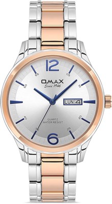 Оригинальные мужские часы Omax из розового золота и серебра с ремешком из нержавеющей стали с указанием даты и времени, круглые белые аналоговые наручные часы 41 мм, 100% водонепроницаемые, для бизнеса и повседневной носки, подарки, сделано в Японии, гара 1000007701 - фото 530835