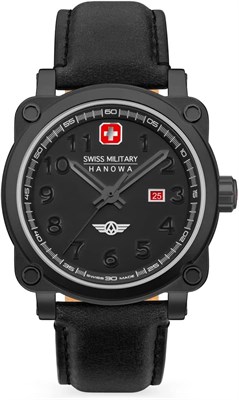 Мужские аналоговые кварцевые часы Swiss Military Hanowa с ремешком из нержавеющей стали SMWGB2101302, чёрные, один размер, ремешок 1000007718 - фото 530895
