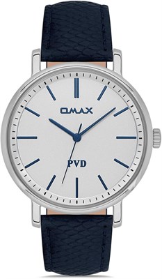 Оригинальные мужские часы Omax с синим кожаным ремешком 41 мм, серебристо-белые, круглые, аналоговые наручные часы для мужчин, 100% водонепроницаемые, для деловой повседневной одежды, подарок, сделано в Японии, гарантия 1 год 1000007729 - фото 530936