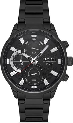 Оригинальные мужские часы Omax, серебристые, полностью черные, с ремешком из нержавеющей стали, 42 мм, серебристые, круглые, аналоговые, с хронографом, 100% водонепроницаемые, для бизнеса и повседневной носки, подарки, сделано в Японии, гарантия 1 год 1000007736 - фото 530952