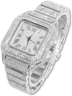 Часы Halukakah Diamond Gold Iced Out, мужские, из настоящего золота 18 карат/платины, кварцевый браслет с покрытием из белого золота, квадратный циферблат 24 см, с теннисными цепочками, варианты комплекта браслета, поставляются в подарочной коробке 1000007829 - фото 531335