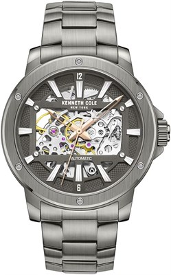 Мужские часы Kenneth Cole — роскошные мужские часы из нержавеющей стали с автоматическим подзаводом, водонепроницаемые, с частично арабскими цифрами, элегантный дизайн, аналоговые часы со скелетонированным циферблатом для мужчин. 1000007860 - фото 531464
