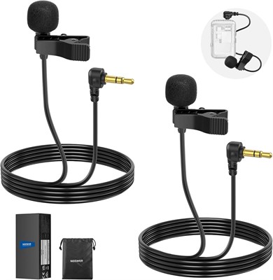 Миниатюрный петличный микрофон NEEWER (2 шт.), 2 м/6,6 фута проводной конденсаторный петличный микрофон с креплением на клипсе и разъемом TRS 3,5 мм, совместимый с камерой DJI Mic 2 Rode Wireless Go II CM28 CM31, LM5 1000007903 - фото 531671