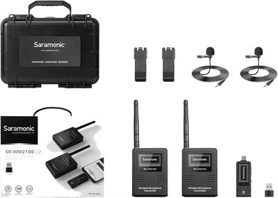 Saramonic SR-WM2100X U2 2,4 ГГц с двумя беспроводными петличными микрофонами и разъемами USB-C и USB-A для трансляций на ТВ 1000007951 - фото 531897