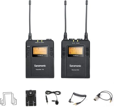Беспроводная петличная микрофонная система Saramonic UWMIC9 RX9+TX9 UHF с портативным двухканальным приемником, устанавливаемым на камеру, черная, 1 поясной передатчик + 1 приемник 1000007952 - фото 531898