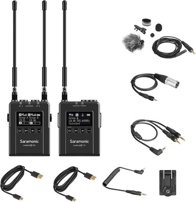 Усовершенствованная беспроводная петличная система UHF Saramonic с двухканальным приёмником, устанавливаемым на камеру, премиальным петличным микрофоном DK3A, литий-ионным аккумулятором, жёстким футляром и другими функциями (комплект UwMic9S 1), UWMIC9S-K 1000007977 - фото 531995