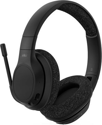 Беспроводная полноразмерная гарнитура Belkin SoundForm Adapt. Наушники для работы, отдыха, игр и путешествий со встроенным подвесным микрофоном. Совместимость с iPhone, iPad, Galaxy и другими устройствами. Черный цвет. 1000008066 - фото 532438