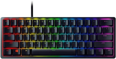 Игровая клавиатура Razer Huntsman Mini с линейными оптическими переключателями (красными) 60%: подсветка Chroma RGB, колпачки клавиш из PBT, встроенная память — чёрная 1000008180 - фото 533028