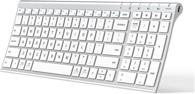 Клавиатура iClever Bluetooth BK10, многофункциональная клавиатура с возможностью подзарядки и цифровой клавиатурой, эргономичный дизайн, полноразмерная клавиатура с надежным подключением для iPad, iPhone, Mac, iOS, Android, Windows 1000008189 - фото 533071