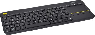 Беспроводная клавиатура Logitech K400 Plus для гостиной с сенсорной панелью для домашнего кинотеатра, ПК, подключенного к телевизору, настраиваемые клавиши мультимедиа, Windows, Android, ноутбук/планшет, арабская клавиатура - черная 1000008192 - фото 533086