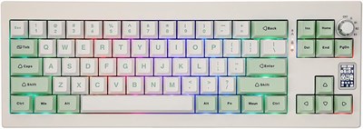 Беспроводная игровая клавиатура EPOMAKER Shadow-X Gasket с экраном, возможностью горячей замены, 3 режима (2.4G/Bluetooth/USB-C, проводной), поролоновая пена, силиконовая накладка (белый/зелёный, переключатель Epomaker Mulan) 1000008194 - фото 533096