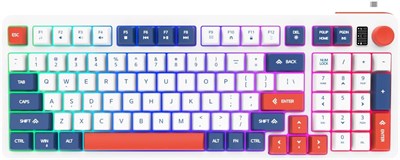 Проводная игровая клавиатура Hofotek 96%, бесшумная клавиатура с кремовой мембраной, цифровым блоком и регулятором громкости, USB-клавиатура с подсветкой для ПК, настольных игр и офиса 1000008210 - фото 533171