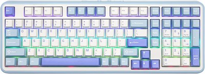 Беспроводная механическая клавиатура EPOMAKER TH99, бесшумная игровая клавиатура, 8000 мА·ч, кремовое уплотнение, RGB-подсветка, цифровой блок, колпачки клавиш из ПБТ, смазанные бесшумные переключатели, возможность горячей замены, для геймеров/офисов (син 1000008219 - фото 533215