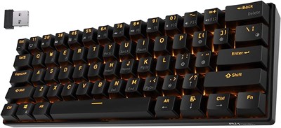 Беспроводная механическая игровая клавиатура RK ROYAL KLUDGE RK61 с 60% чувствительностью, ультракомпактная Bluetooth-клавиатура с линейными и бесшумными красными переключателями, совместимая с подключением нескольких устройств, черная 1000008237 - фото 533299