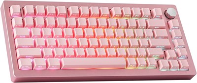 Беспроводная игровая клавиатура EPOMAKER Tide75 QMK/VIA, механическая клавиатура из алюминия (75%), программируемая клавиатура кремового цвета, Bluetooth/2,4 ГГц/USB-C, с защитной пластиной FR4 для Windows/Mac (розовая, переключатель цвета «лимон») 1000008243 - фото 533329