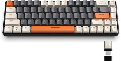 Беспроводная игровая клавиатура XVersion Mechanical Keyboard, беспроводная компьютерная клавиатура 2.4G 68 клавиш со сменными клавишами, игровая Bluetooth-клавиатура с функцией снятия колпачков клавиш - синяя клавиатура с переключателем для Mac/Windows -  1000008253 - фото 533370