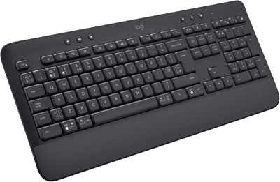 Беспроводная клавиатура Logitech Signature K650 с подставкой для запястья, полноразмерная, Bluetooth BLE или USB-приемник Logi Bolt, удобные клавиши с глубоким ходом, совместимая с большинством ОС/ПК/Windows/Mac — раскладка Graphite-AR 1000008261 - фото 533409