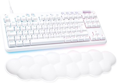 Проводная механическая игровая клавиатура Logitech G G713 с RGB-подсветкой LIGHTSYNC, тактильными переключателями (GX Brown) и подставкой для рук, совместима с ПК и Mac — белый дымчатый 1000008276 - фото 533484